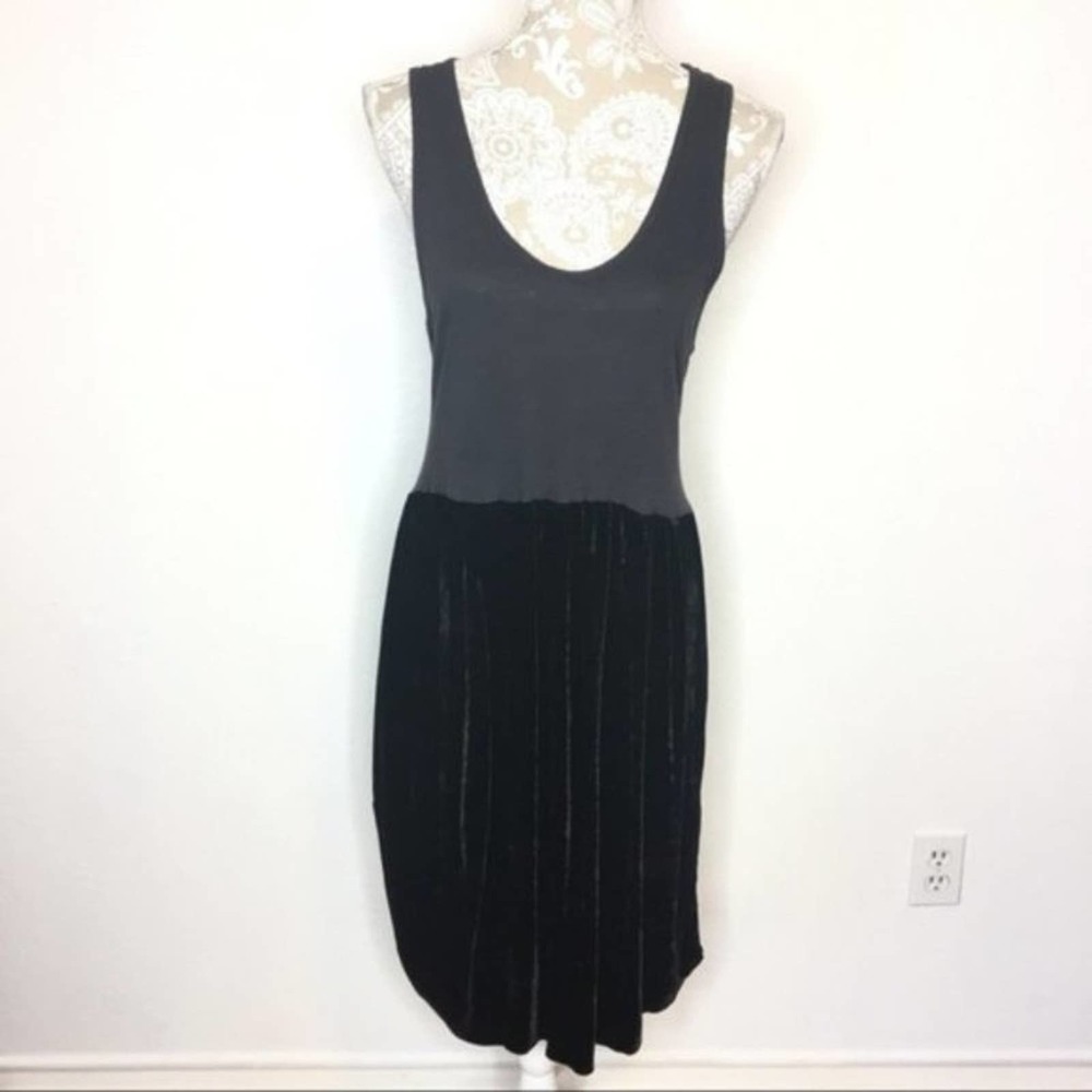 Clu Asymmetrical Velvet Pleated Tank Dress M d278